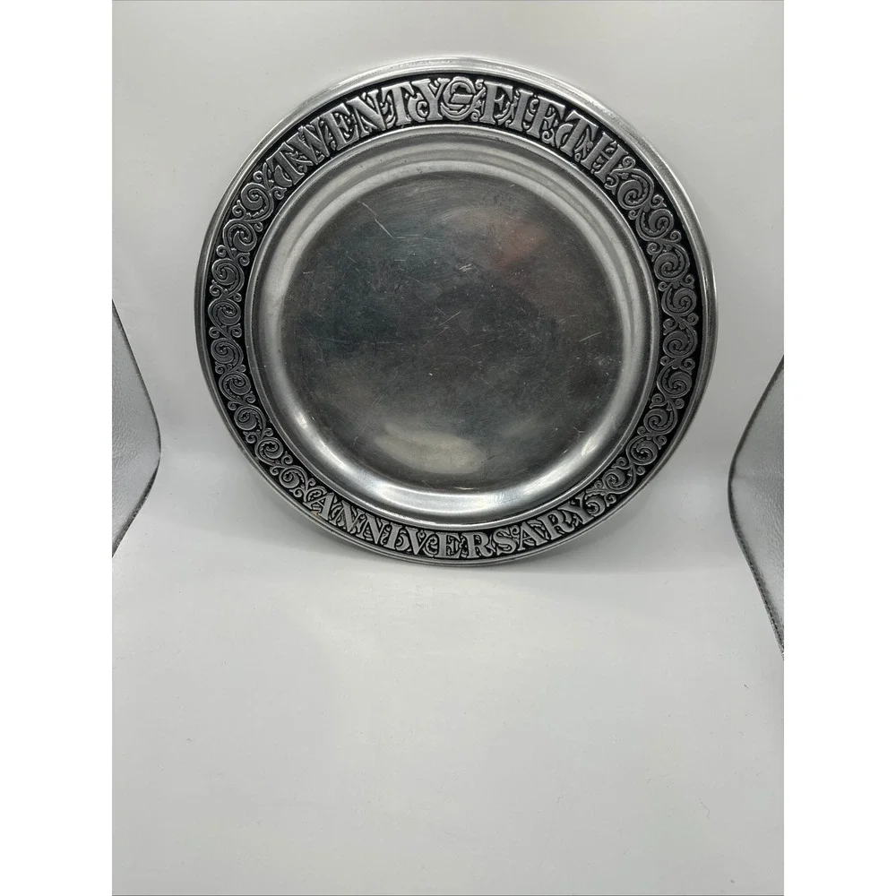 Wilton Armetale Twenty Fifth Anniversary Plate Pewter RWP Columbia PA 10.75 Inch